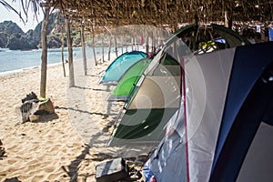 Camping tents on the beach