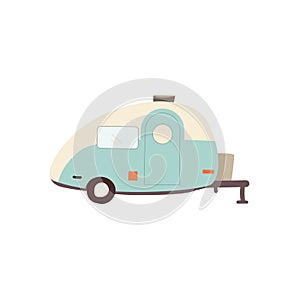 Camping trailer for travel - color icon illustration