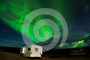 Camping under Aurora Borealis near Alaska-Yukon border crossing