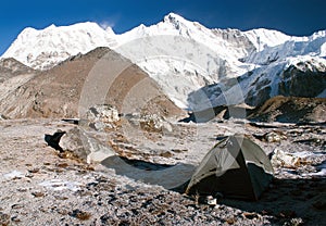 Camping under cho oyu - cho oyu base camp - nepal