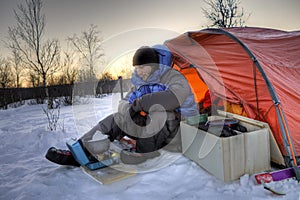 Camping under the moon