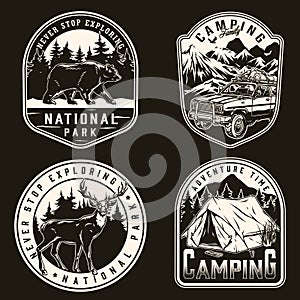 Camping vintage monochrome logos