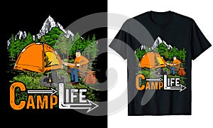 CampLife Camping T-shirt Design  Illustration photo