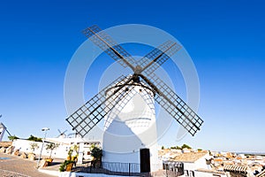 Campo de Criptana windmill standing over La Mancha town