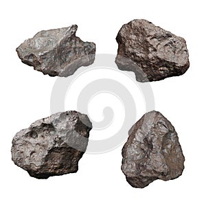 Set of Campo Del Cielo Meteorites. Iron Meteorite isolated on white background. photo