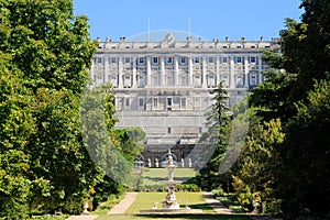 Campo del Moro park with Palacio Real de Madrid, Madrid, Spain photo