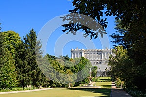 Campo del Moro park with Royal Palace of Madrid, Madrid, Spain photo