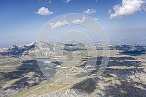 Campo Imperatore upland from south-east aerial, Italy