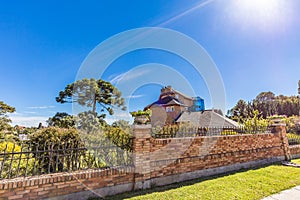 Campos do Jordao, Brazil. Tipical building construction at the c