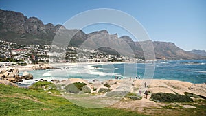 Camps Bay and 12 apostles, Table Mountain in Cape Town, South Africa.