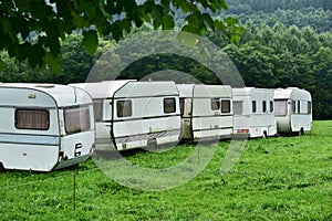 Campsite with caravans photo