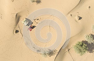 Campsite in a desert near Al Qudra Lakes photo