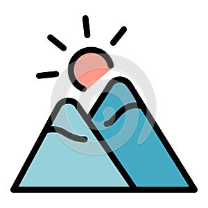 Campsite mountains icon vector flat