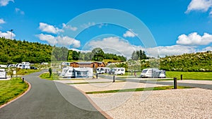 A campsite in rural Wales for motor homes and touring caravans