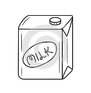 Milk box line icon, simple milk packaging and dishes