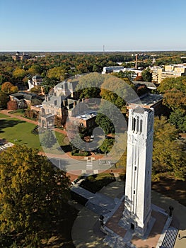 The campus of North Carolina State University in Raleigh - NC State - with fall leaf color