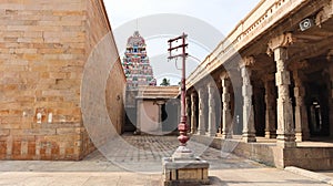 Campus View of Temple and Dhwaja Stambh at Sri Ranganathaswamy Temple, Srirangam, Trichy, Tamil Nadu