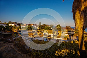 CAMYUVA, KEMER, TURKEY: Abandoned Sea Resort buildings of an old hotel near the beach.