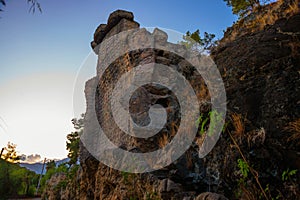 CAMYUVA, TURKEY: Decorative mountain on the territory of an abandoned hotel.