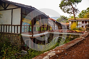 CAMYUVA, TURKEY: The destroyed buildings of the old hotel Holiday Area Eco Dream Club Sea Resort in the forest.