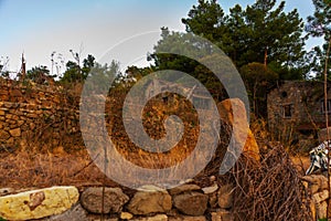 CAMYUVA, TURKEY: The destroyed buildings of the old hotel Holiday Area Eco Dream Club Sea Resort in the forest.