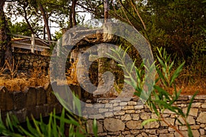 CAMYUVA, TURKEY: The destroyed buildings of the old hotel Holiday Area Eco Dream Club Sea Resort in the forest.