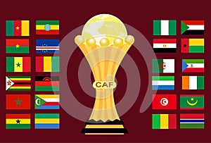 Can Cameroon 2021 Flags Countries Teams With African Cup Football Trophy