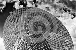 CAN Dish sector back sky close BW photo