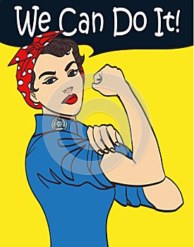 We Can Do It. Cool vector iconic woman's fist symbol of female power and industry. cartoon woman with can do attitude