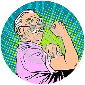 We can do it old man retired pop art avatar character icon