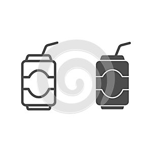Can drink line and glyph icon. Soda vector illustration isolated on white. Beverage outline style design, designed for