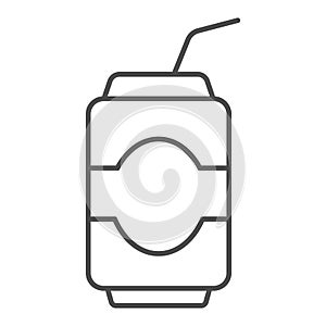 Can drink thin line icon. Soda vector illustration isolated on white. Beverage outline style design, designed for web