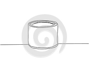 Can of paint, glue, varnish, thinner, building materials one line art. Continuous line drawing of repair, professional