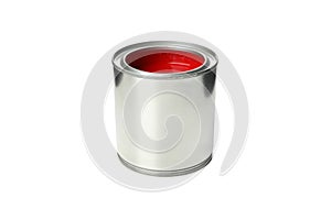 Can of red paint isolated on background