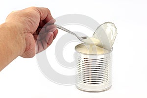 Can of sweetened condensed milk