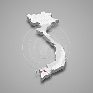 Can Tho region location within Vietnam 3d map