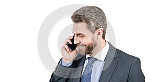 Can you hear me now. Professional man got phone call. Phone for carrying your business