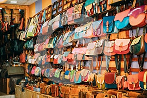 Canacona, Goa, India. Shop With Leather Goods - Bags, Wallets, Backpacks, Briefcases