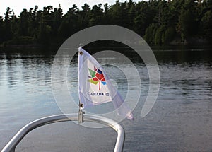 Canada 150th Anniversary Flag on a boat