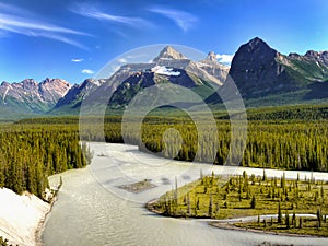 Canada, Banff National Park, Mountains River Scene