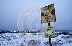 Canada Beach of Churchill Polar Bear information sign