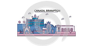 Canada, Brampton tourism landmarks, vector city travel illustration