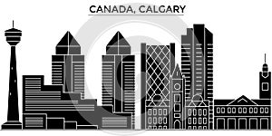 Canada, Calgary architecture vector city skyline, travel cityscape with landmarks, buildings, isolated sights on