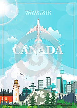 Canada. Canadian vector illustration. Travel postcard.