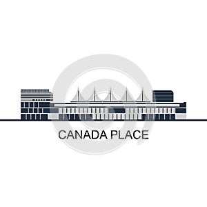 Canada cities icons. Canadian landmark historic sight showplace attraction web site vector illustration. Country Canada travel