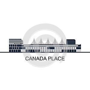 Canada cities icons. Canadian landmark historic sight showplace attraction web site vector illustration. Country Canada travel photo