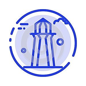 Canada, Co Tower, Canada Tower, Building Blue Dotted Line Line Icon