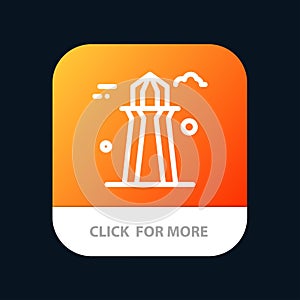 Canada, Co Tower, Canada Tower, Building Mobile App Button. Android and IOS Line Version