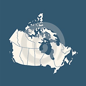 Canada country political map. Detailed illustration with isolated states, islands and cities easy to ungroup.