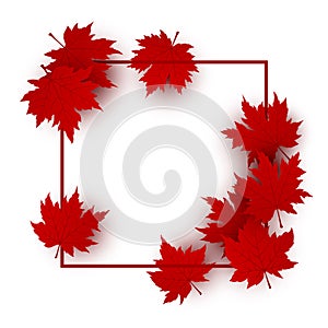 Canada day background design of red maple leaves photo